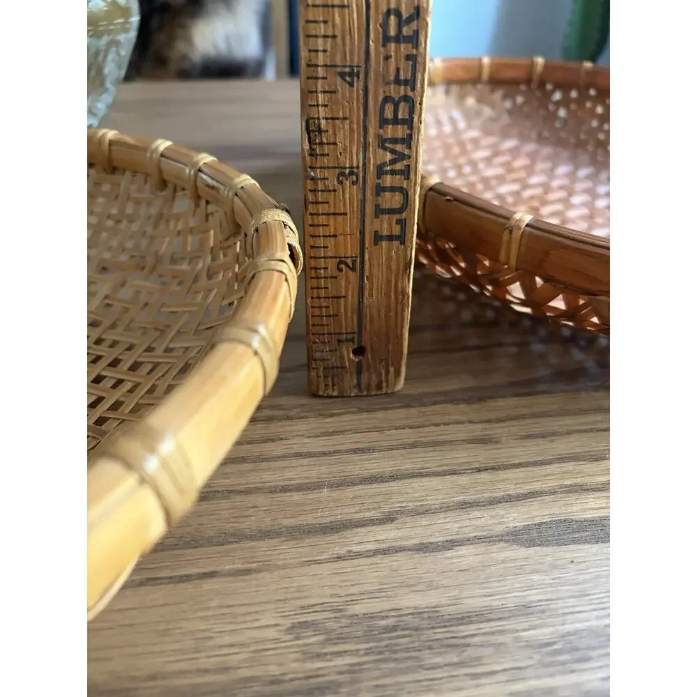Vintage Wicker Winnowing Baskets Set Of 2 Baskets Woven Bamboo